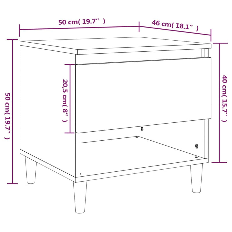 vidaXL 2 db szürke sonoma színű szerelt fa éjjeliszekrény 50x46x50 cm