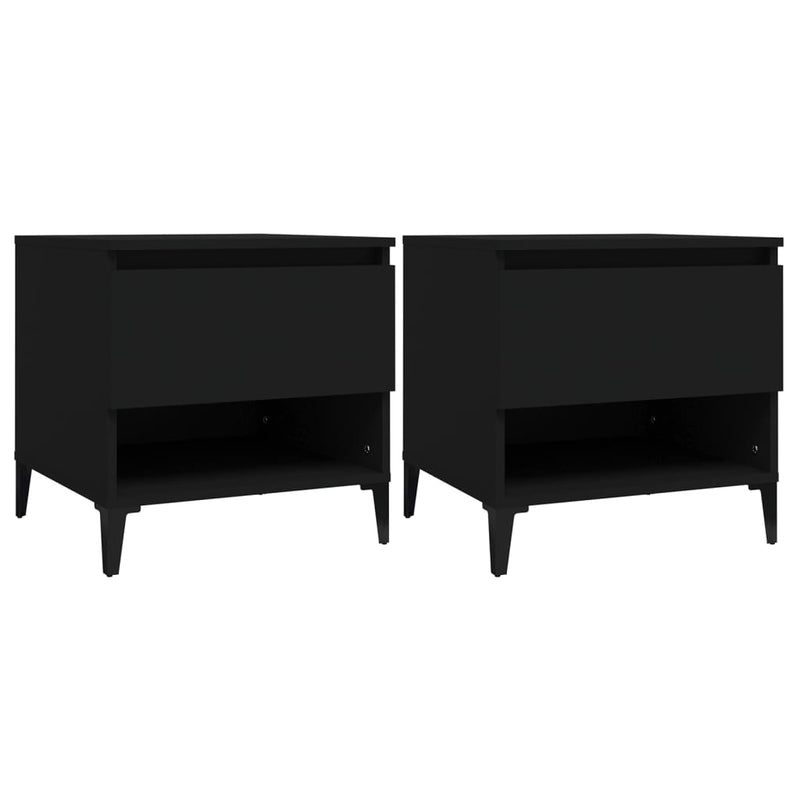 vidaXL 2 db fekete szerelt fa kisasztal 50 x 46 x 50 cm