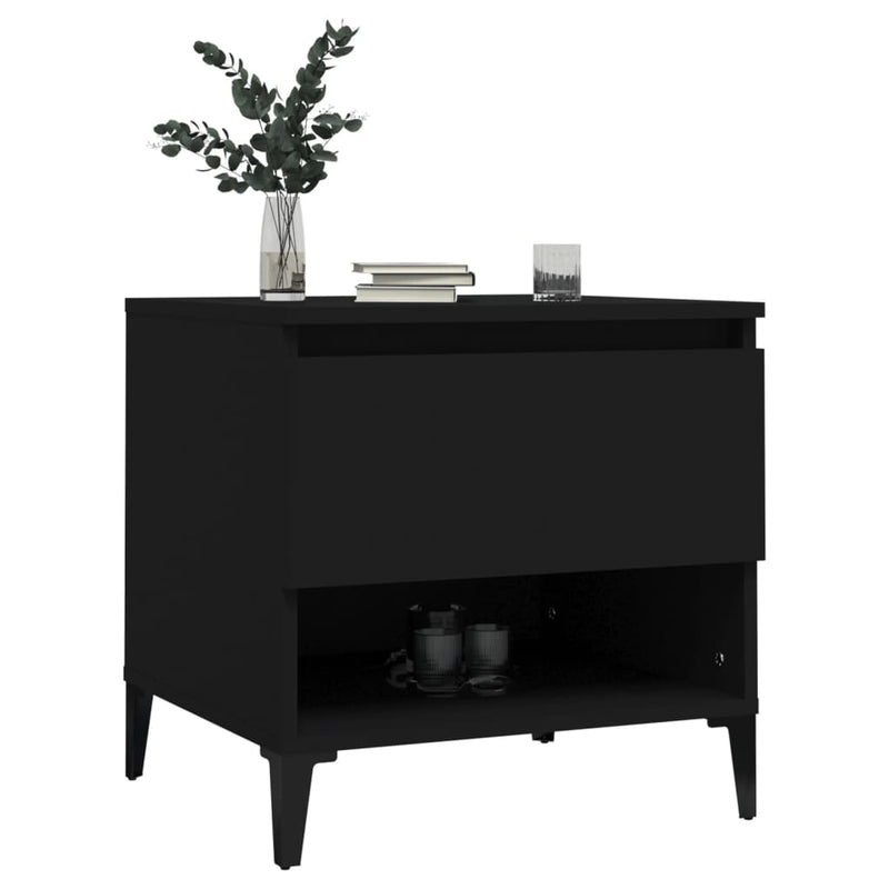 vidaXL 2 db fekete szerelt fa kisasztal 50 x 46 x 50 cm