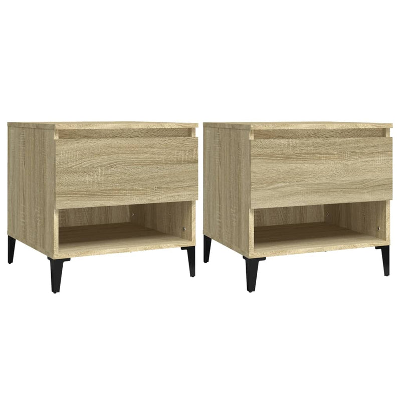 vidaXL 2 db sonoma tölgy színű szerelt fa kisasztal 50x46x50 cm