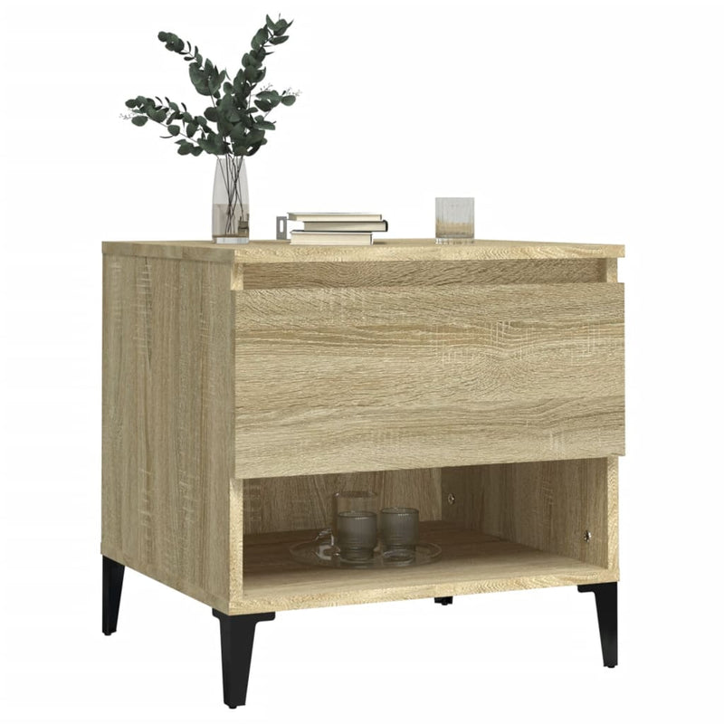 vidaXL 2 db sonoma tölgy színű szerelt fa kisasztal 50x46x50 cm