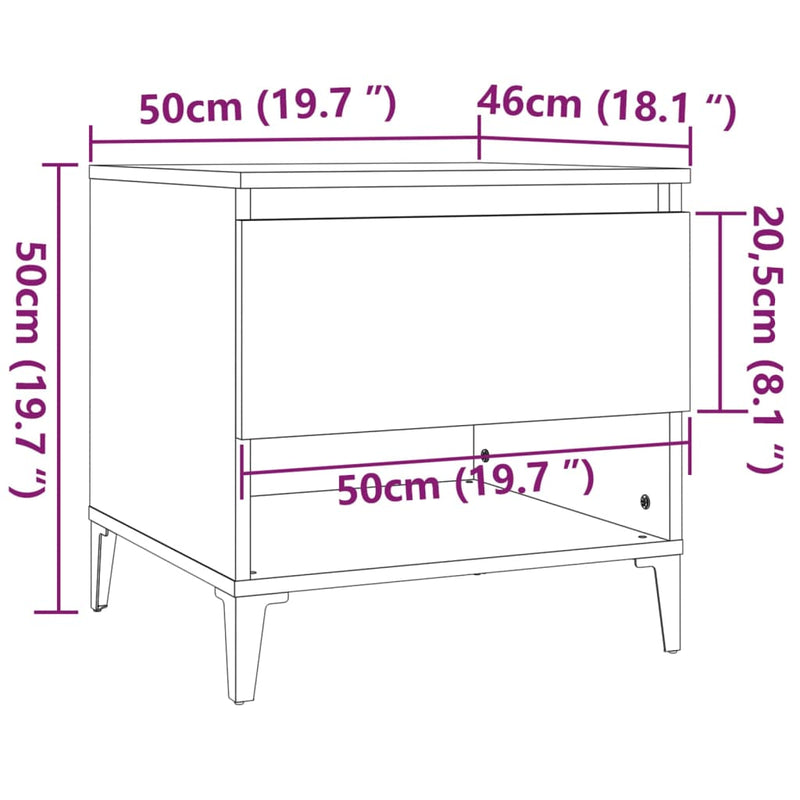 vidaXL 2 db sonoma tölgy színű szerelt fa kisasztal 50x46x50 cm