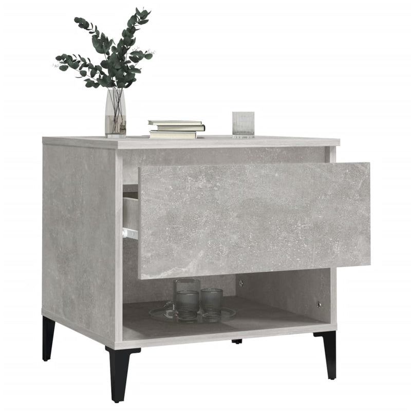 vidaXL 2 db betonszürke szerelt fa kisasztal 50 x 46 x 50 cm