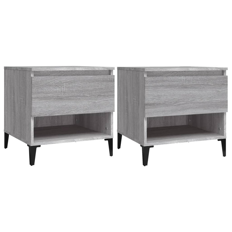 vidaXL 2 db szürke sonoma színű szerelt fa kisasztal 50x46x50 cm