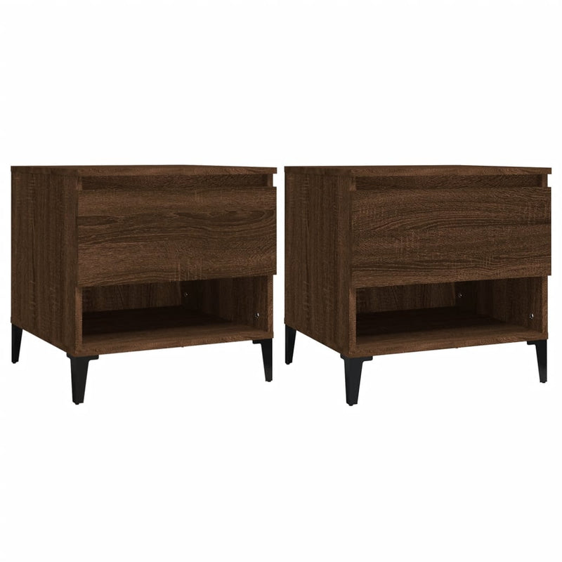 vidaXL 2 db barna tölgyszínű szerelt fa kisasztal 50 x 46 x 50 cm