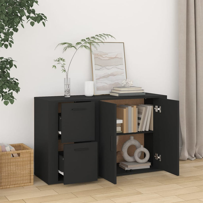 vidaXL fekete szerelt fa tálalószekrény 100x33x59,5 cm