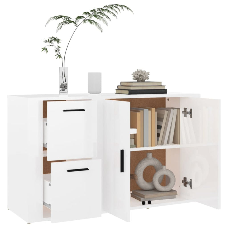 vidaXL magasfényű fehér szerelt fa tálalószekrény 100 x 33 x 59,5 cm