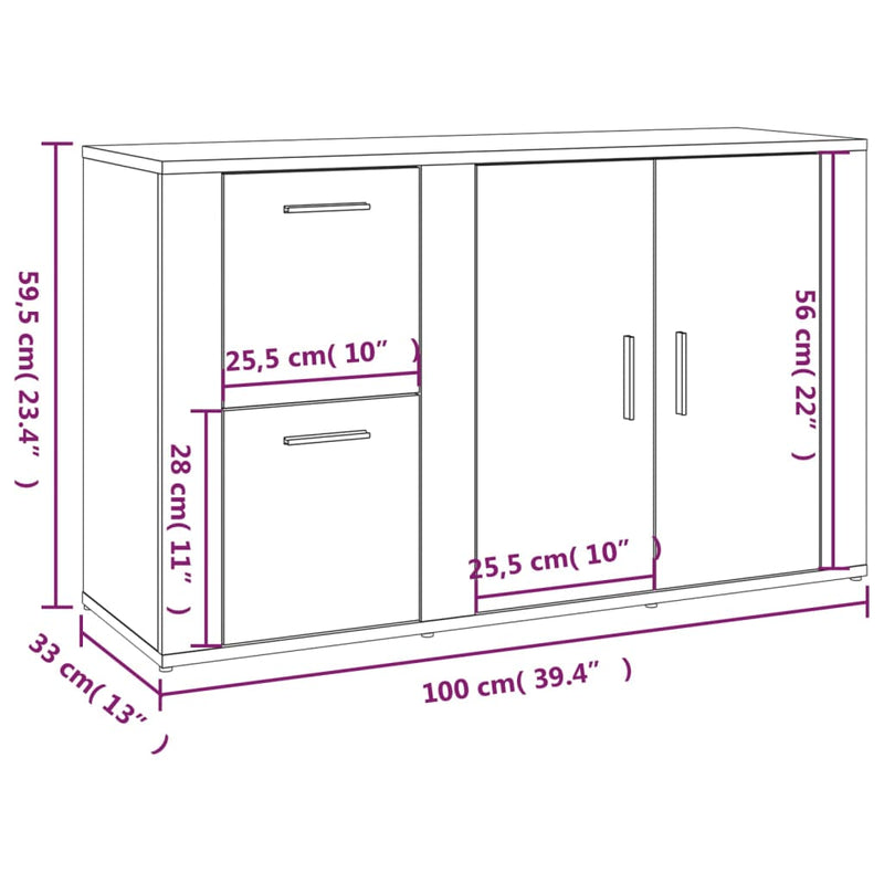 vidaXL betonszürke szerelt fa tálalószekrény 100x33x59,5 cm