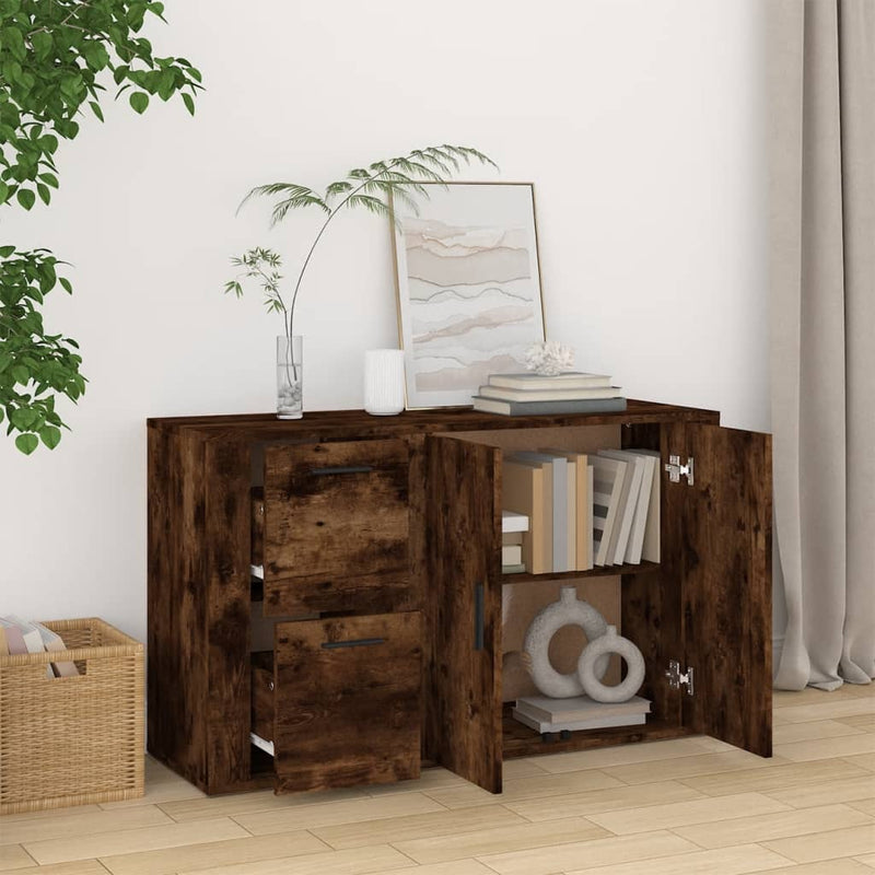 vidaXL füstös tölgy színű szerelt fa tálalószekrény 100x33x59,5 cm