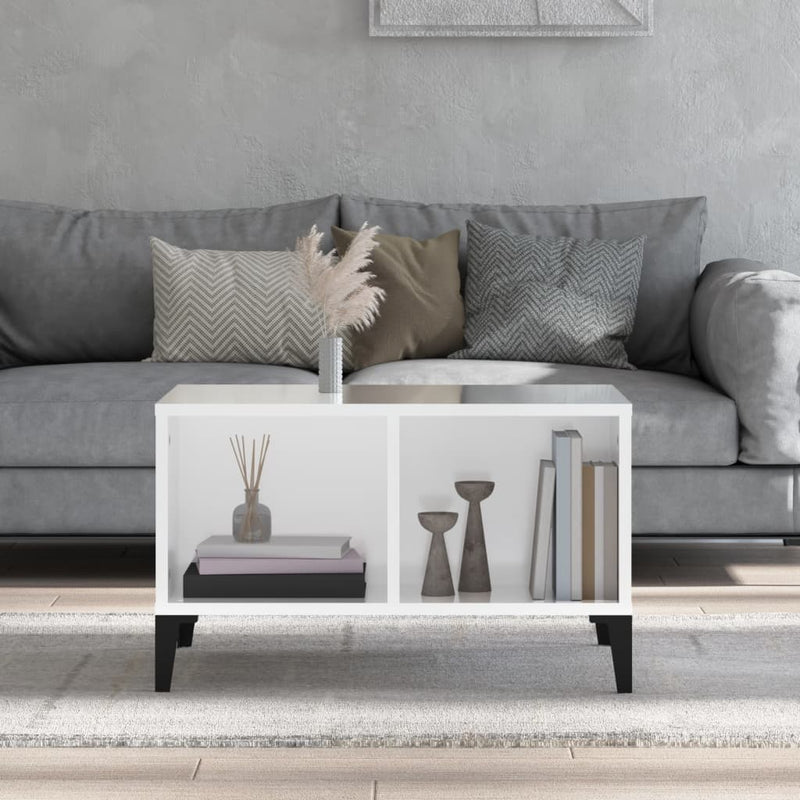 vidaXL magasfényű fehér szerelt fa dohányzóasztal 60 x 50 x 36,5 cm