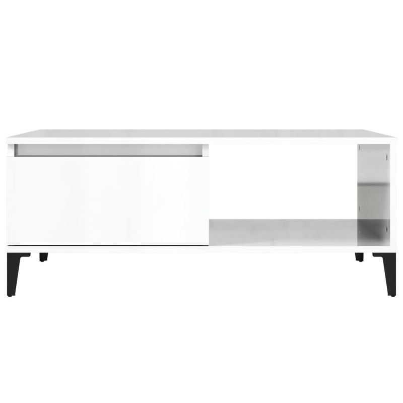 vidaXL magasfényű fehér szerelt fa dohányzóasztal 90 x 50 x 36,5 cm