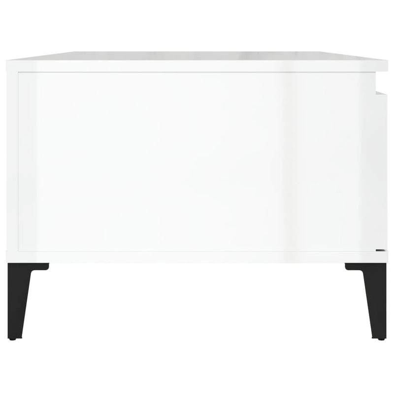 vidaXL magasfényű fehér szerelt fa dohányzóasztal 90 x 50 x 36,5 cm