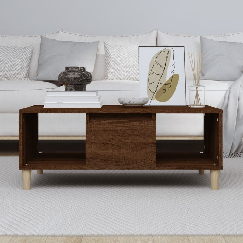 vidaXL barna tölgyszínű szerelt fa dohányzóasztal 90x50x36,5 cm