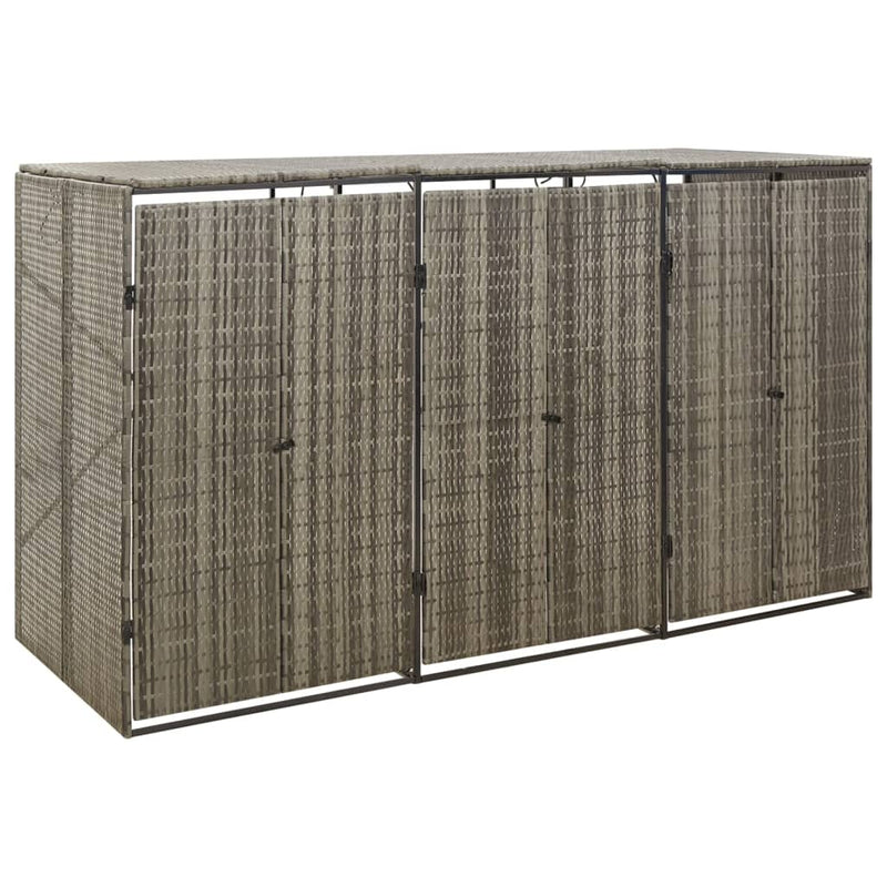vidaXL szürke polyrattan hármas kerekeskuka tárolófészer 207x80x117 cm