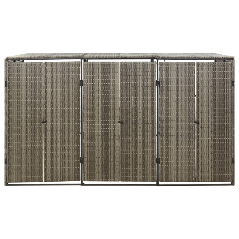 vidaXL szürke polyrattan hármas kerekeskuka tárolófészer 207x80x117 cm