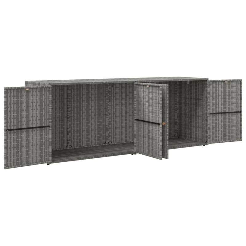 vidaXL szürke polyrattan kerti tárolószekrény 198 x 55,5 x 80 cm