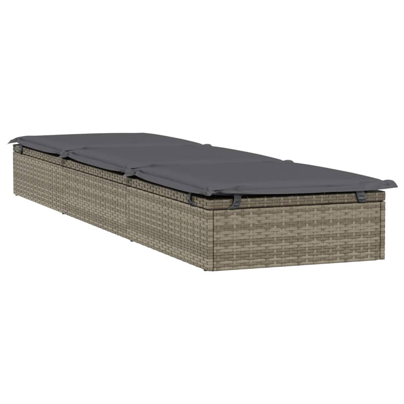 vidaXL 1 db szürke polyrattan napozóágy párnával 201 x 55 x 62 cm