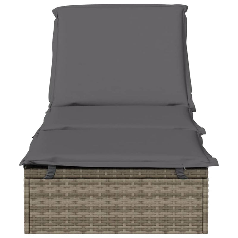 vidaXL 1 db szürke polyrattan napozóágy párnával 201 x 55 x 62 cm