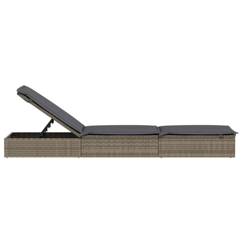 vidaXL 1 db szürke polyrattan napozóágy párnával 201 x 55 x 62 cm