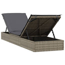 vidaXL 1 db szürke polyrattan napozóágy párnával 201 x 55 x 62 cm