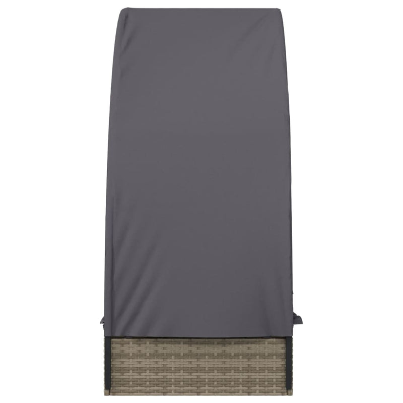 vidaXL szürke polyrattan napágy kerek tetővel 211 x 57 x 140 cm