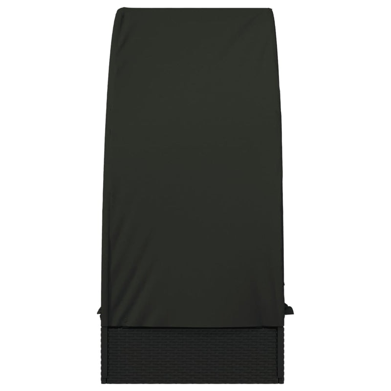 vidaXL fekete polyrattan napágy kerek tetővel 211 x 57 x 140 cm