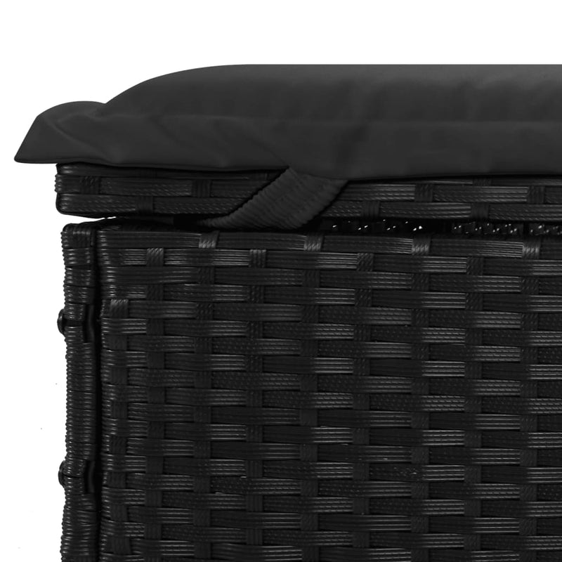 vidaXL kétszemélyes fekete polyrattan napozóágy párnákkal
