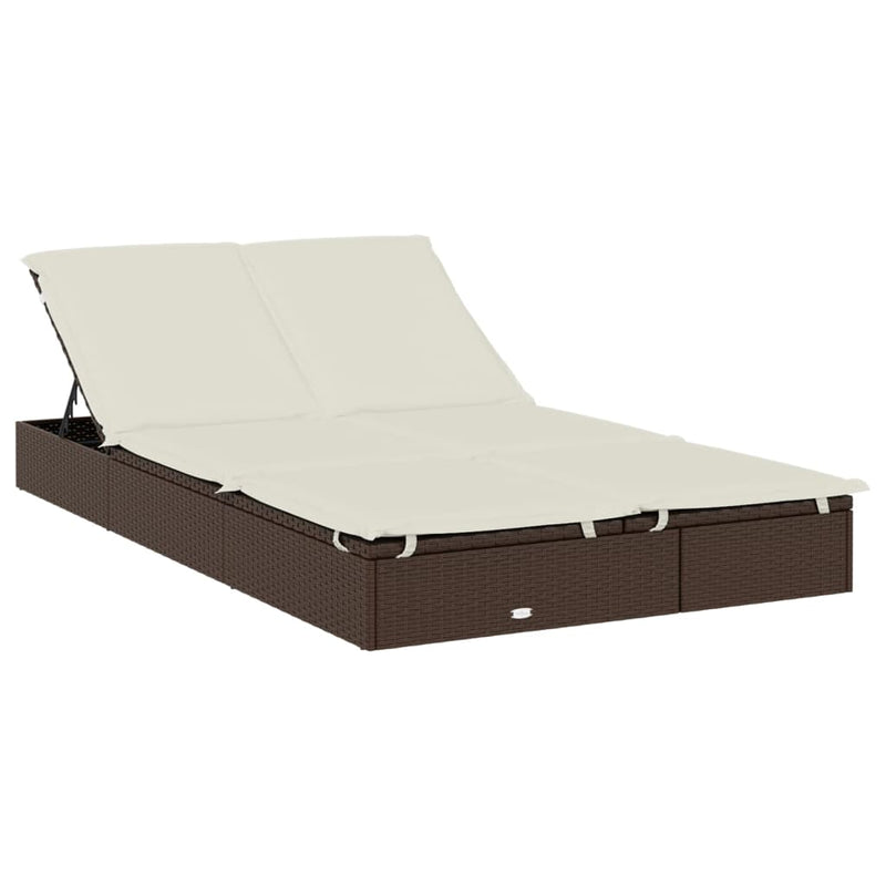 vidaXL 2 személyes barna polyrattan napágy kerek tetővel 211x112x140cm
