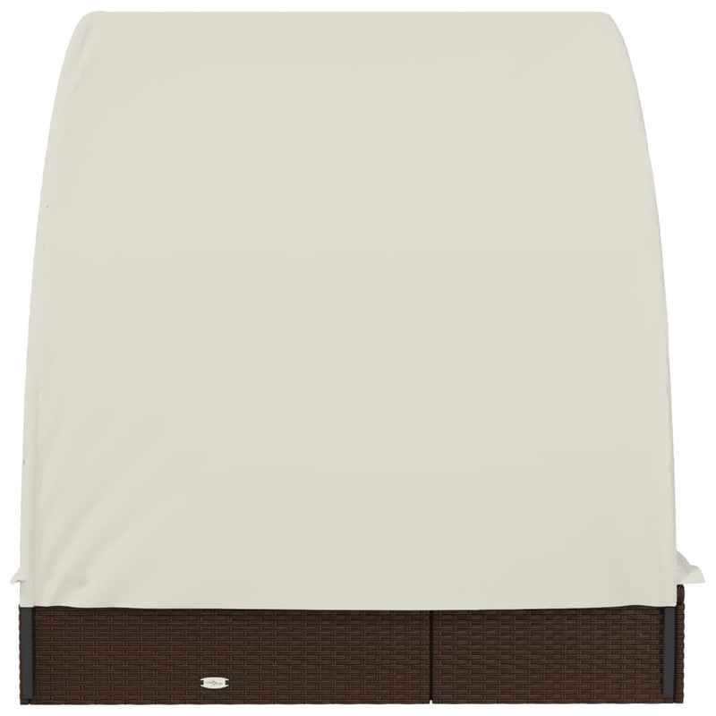 vidaXL 2 személyes barna polyrattan napágy kerek tetővel 211x112x140cm