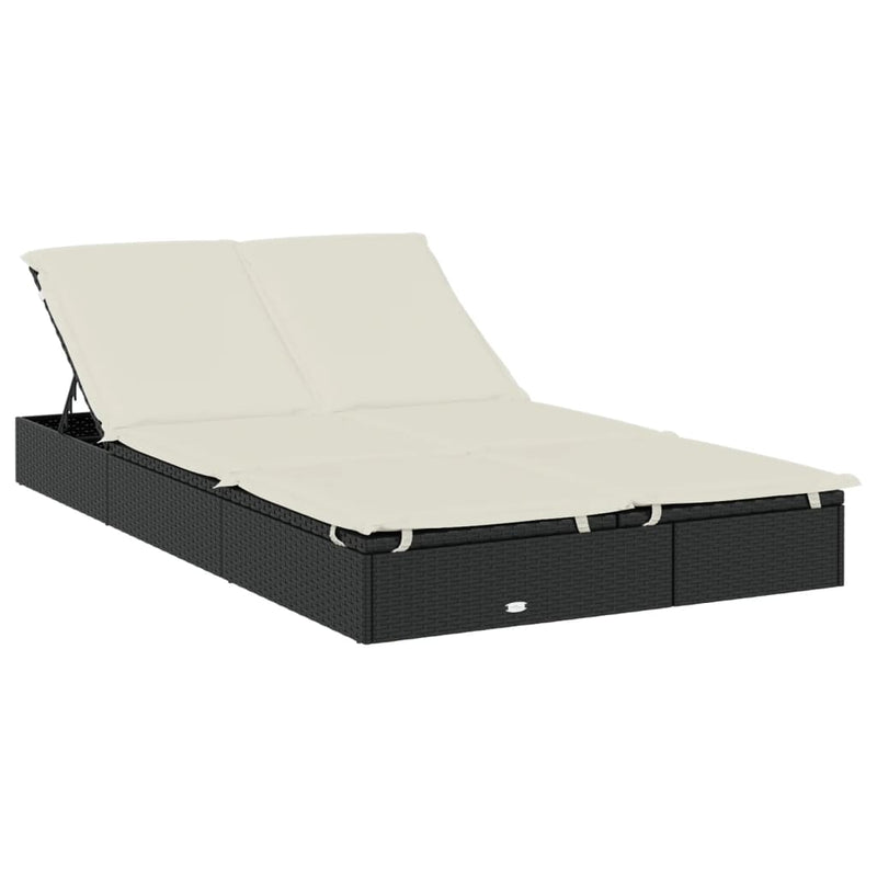 vidaXL 2 személyes fekete polyrattan napágy kerek tetővel 213x118x97cm