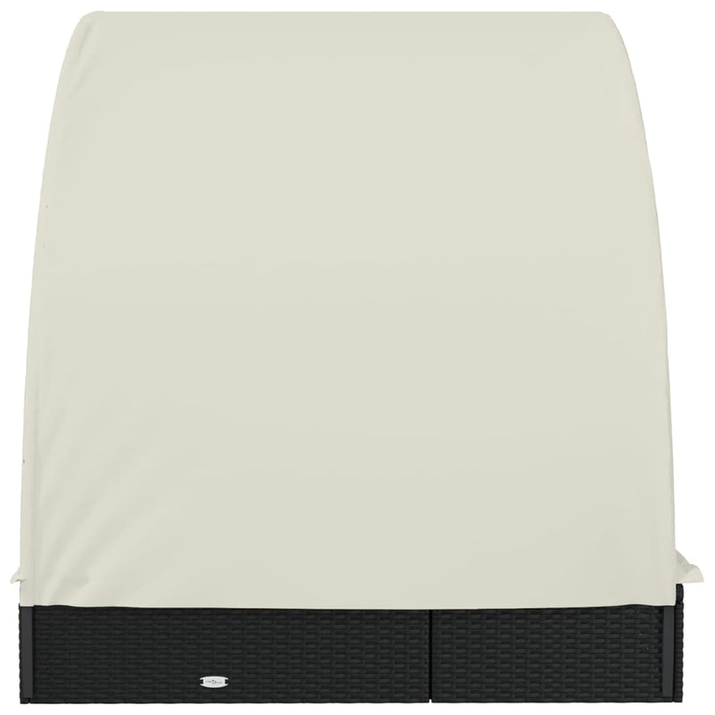 vidaXL 2 személyes fekete polyrattan napágy kerek tetővel 213x118x97cm