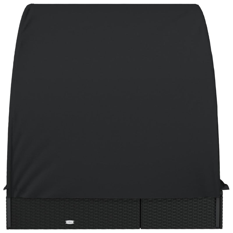 vidaXL 2 személyes fekete polyrattan napágy kerek tetővel 213x118x97cm