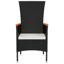 vidaXL 2 db fekete polyrattan kerti szék párnával