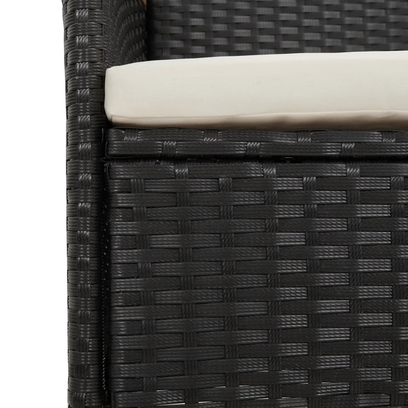 vidaXL 2 db fekete polyrattan kerti szék párnával