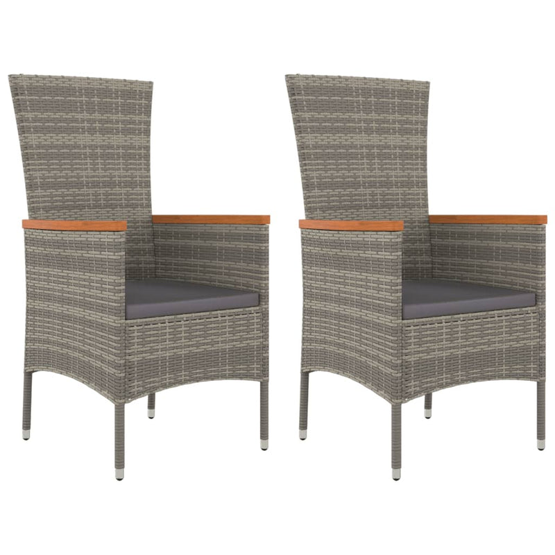 vidaXL 2 db szürke polyrattan kerti szék párnával