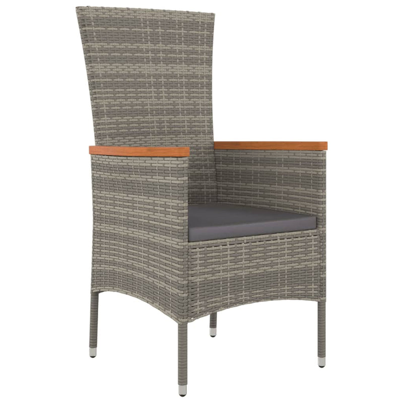 vidaXL 2 db szürke polyrattan kerti szék párnával