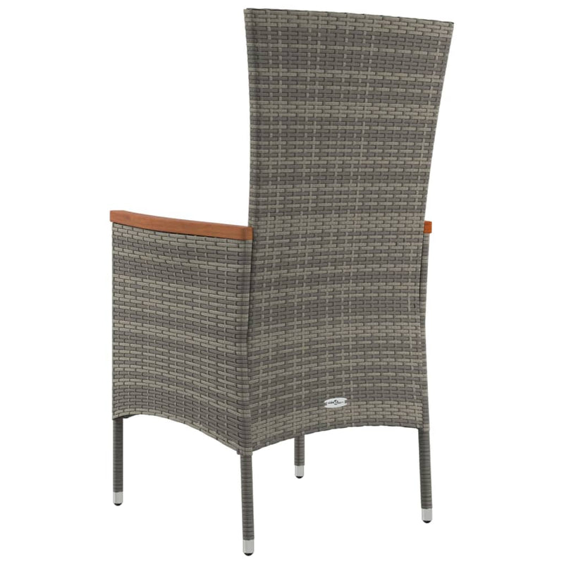 vidaXL 4 db szürke polyrattan kerti szék párnával