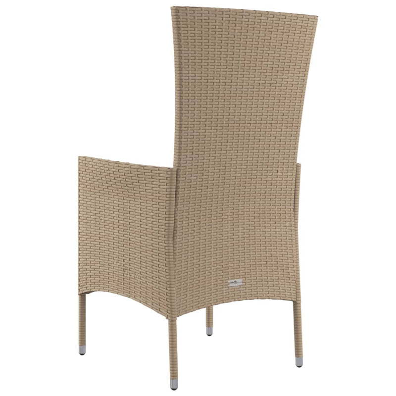 vidaXL 2 db bézs polyrattan kerti szék párnákkal