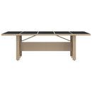 vidaXL tópszínű polyrattan és edzett üveg kerti asztal üveg lappal