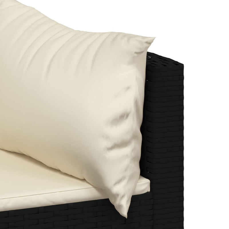 vidaXL 3 részes fekete polyrattan kerti ülőgarnitúra párnákkal