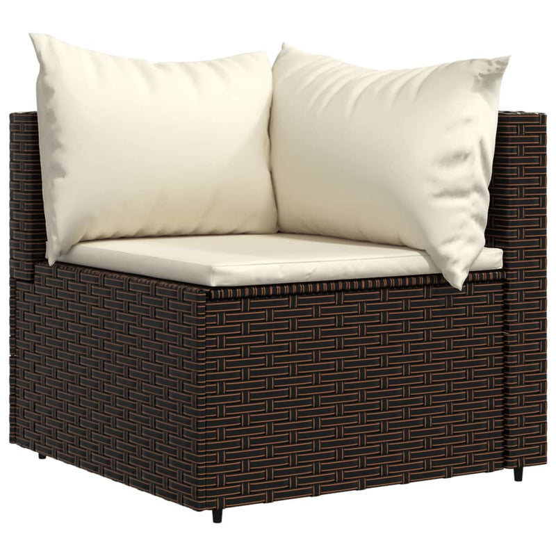 vidaXL 3 részes barna polyrattan kerti ülőgarnitúra párnával