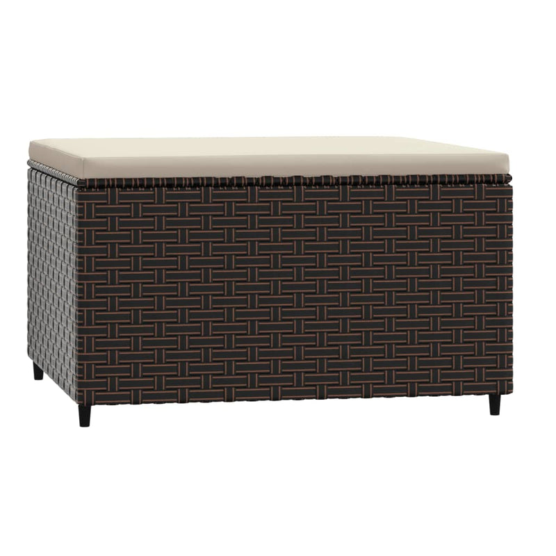 vidaXL barna polyrattan kerti lábtartó párnával