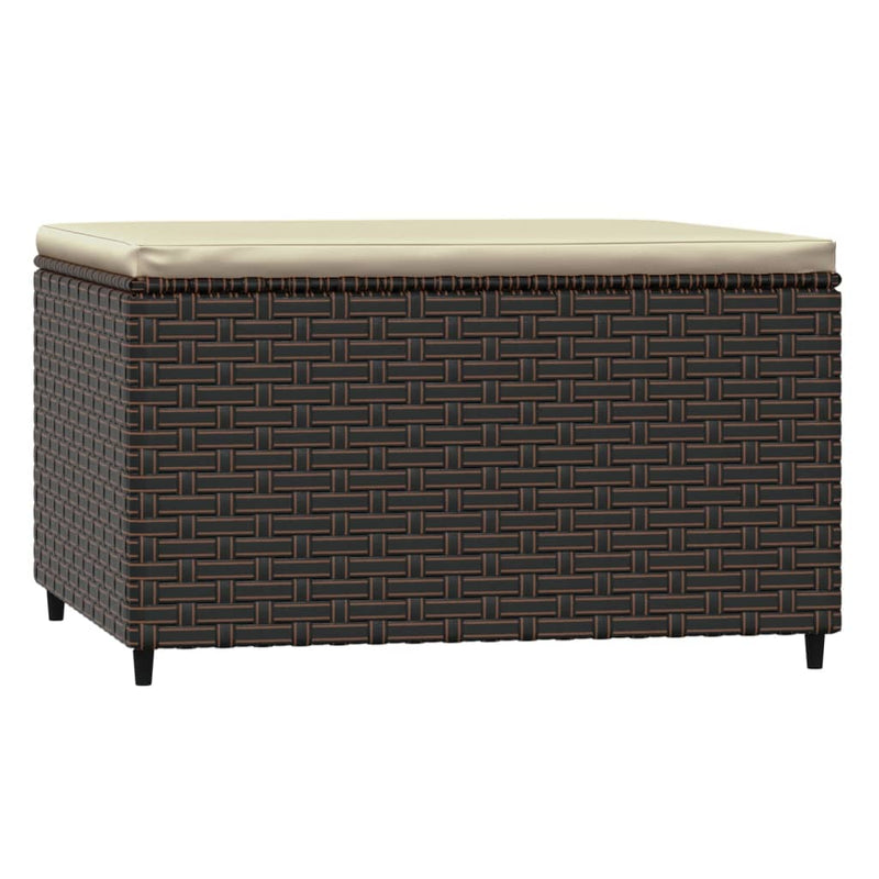 vidaXL barna polyrattan kerti lábtartó párnával