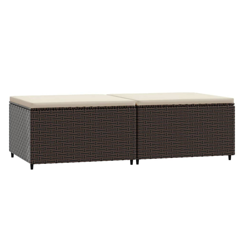vidaXL 2 db barna polyrattan kerti lábtartó párnával