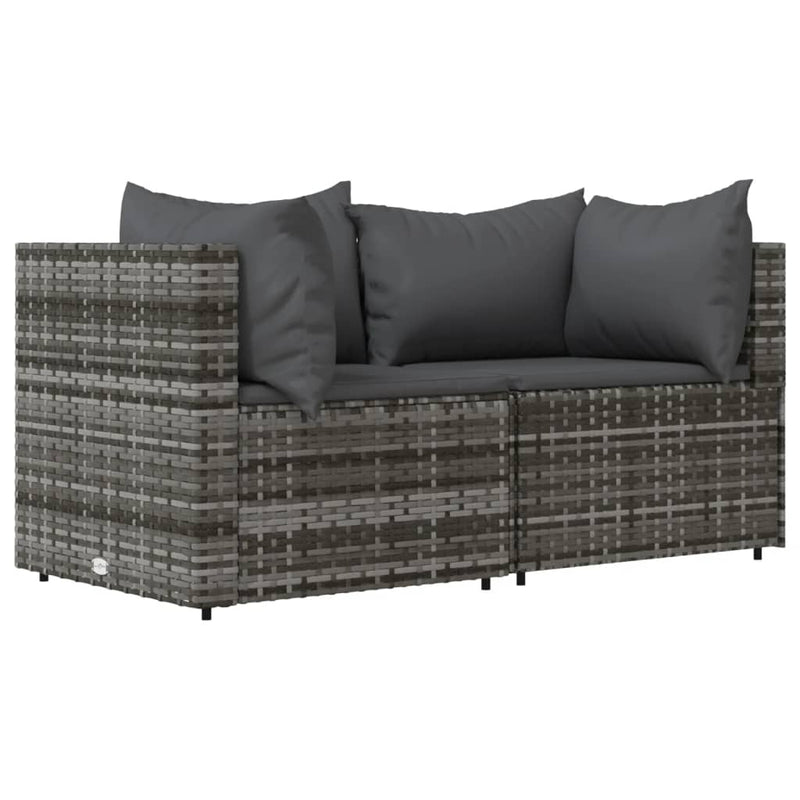 vidaXL 3 részes szürke polyrattan kerti ülőgarnitúra párnákkal