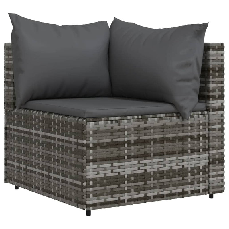 vidaXL 3 részes szürke polyrattan kerti ülőgarnitúra párnákkal