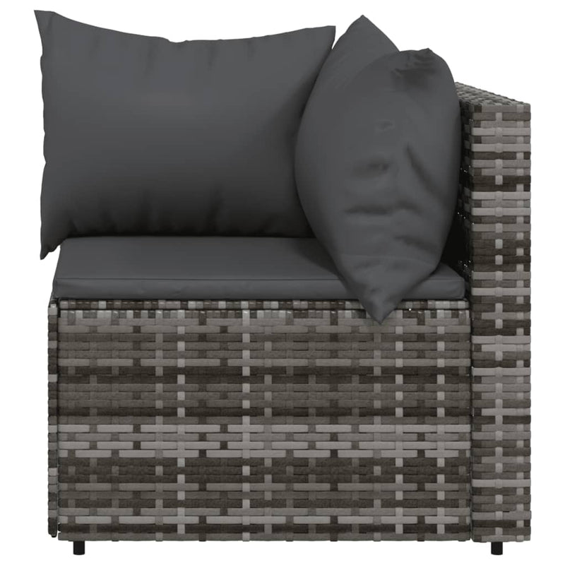 vidaXL 3 részes szürke polyrattan kerti ülőgarnitúra párnákkal