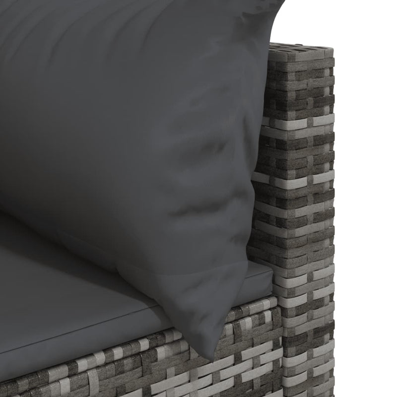 vidaXL 3 részes szürke polyrattan kerti ülőgarnitúra párnákkal