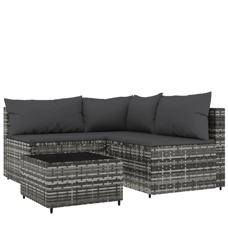 vidaXL 4 részes szürke polyrattan kerti ülőgarnitúra párnákkal