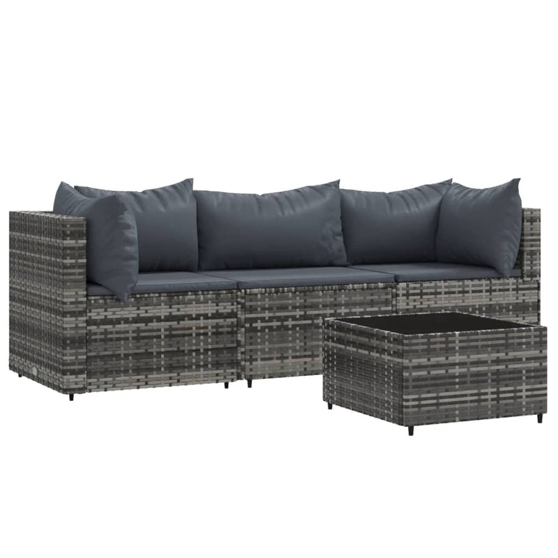 vidaXL 4 részes szürke polyrattan kerti ülőgarnitúra párnákkal